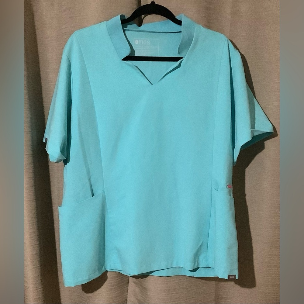 Figs Scrub Inala neon Blue Slim Top